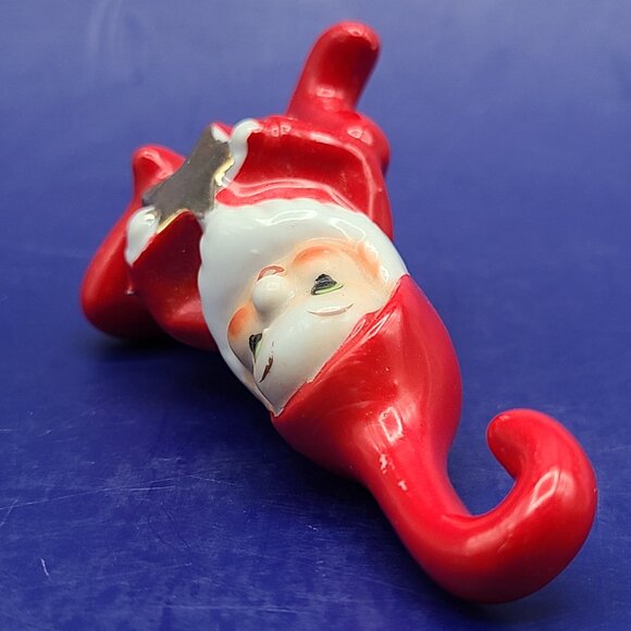 Vintage MCM Japan Christmas Elf Pixie Gnome Santa Hanger Gold Star Kitsch - Picture 6 of 11